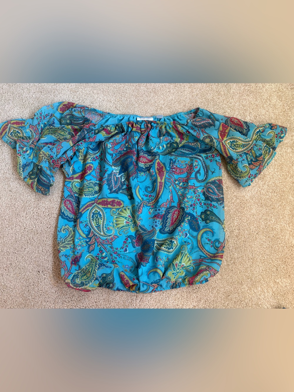 Women’s New York & Company Turquoise Paisley Off-Shoulder Blouse
